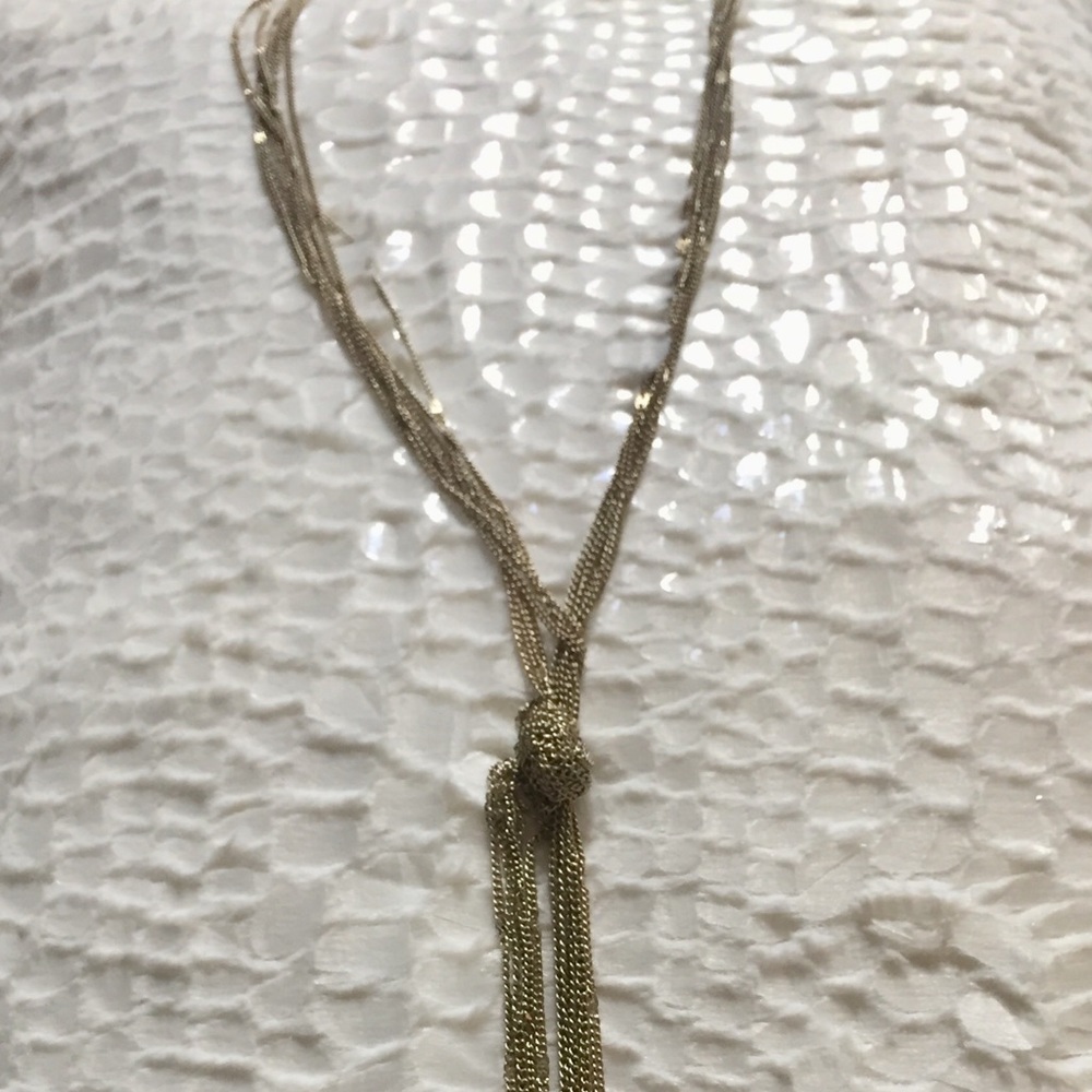 Express gold colored tassel chain necklace
